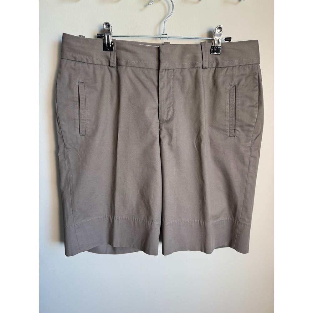 Banana Republic Womens Dark Taupe Martin Fit Bermuda Shorts 10 Preppy Classic